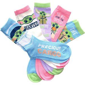 STAR WARS Juniors/Ladies Baby Yoda Crew Socks 5 Pair Pack Size 4-10